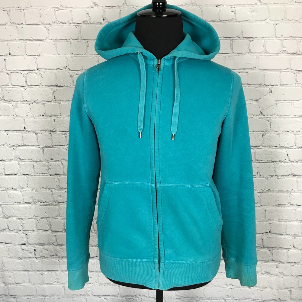 H&M Mens L.O.G.G. Teal Blue Full-Zip Hoodie | Size Small
